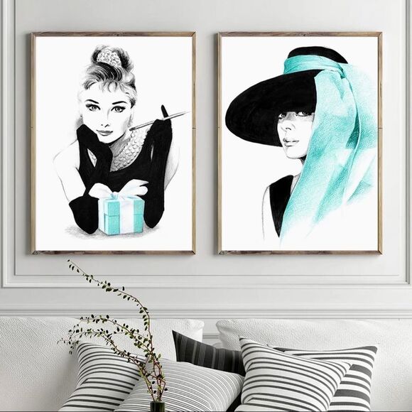 🎁 RARE 3 PC SET Audrey Hepburn Breakfast at Tiffany’s print collection Office - Picture 2 of 8